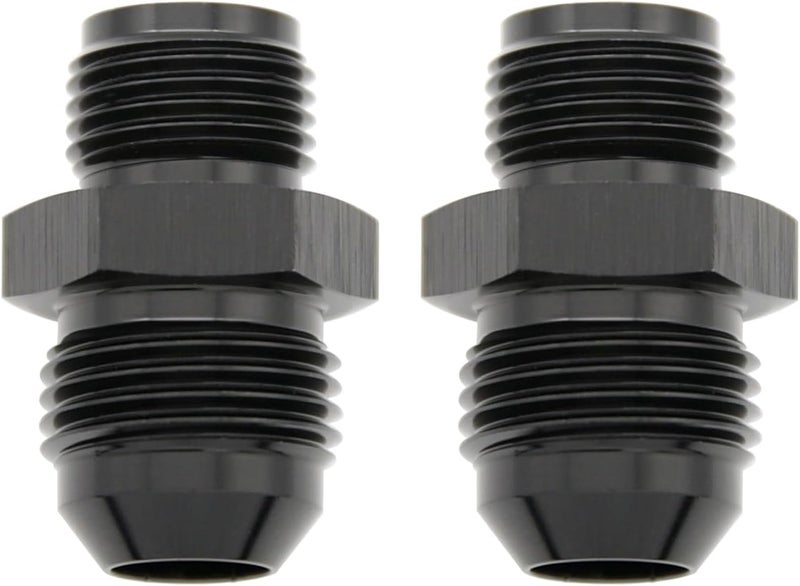 KRD PERFORMANCE Aluminum -8AN AN8 Male Flare to 5/8 x 18 Male Thread Inverted Seat Adaptor Fittings Inv Flare Connector, Black, Pack of 2 - Image 3